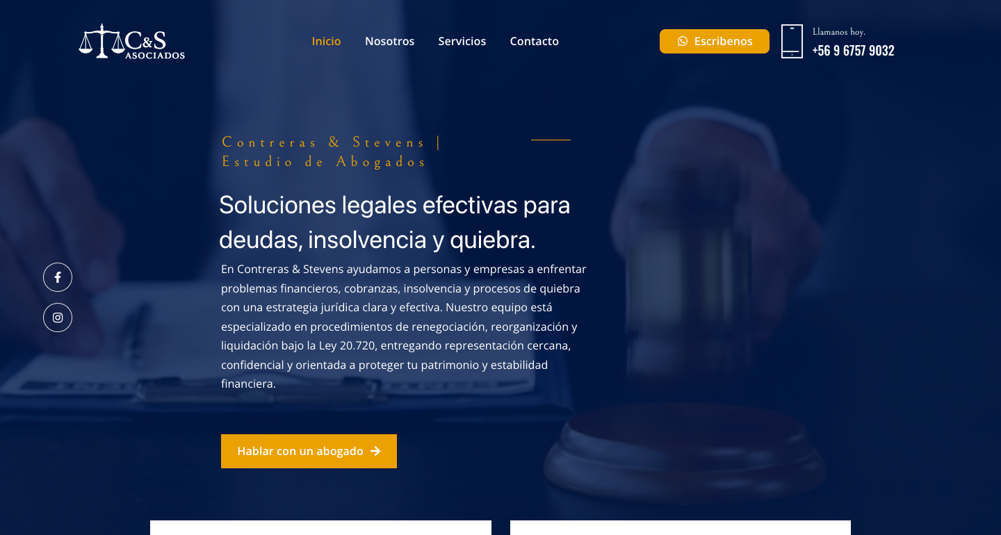 Web corporativa estudio jurídico Contreras y Stevens