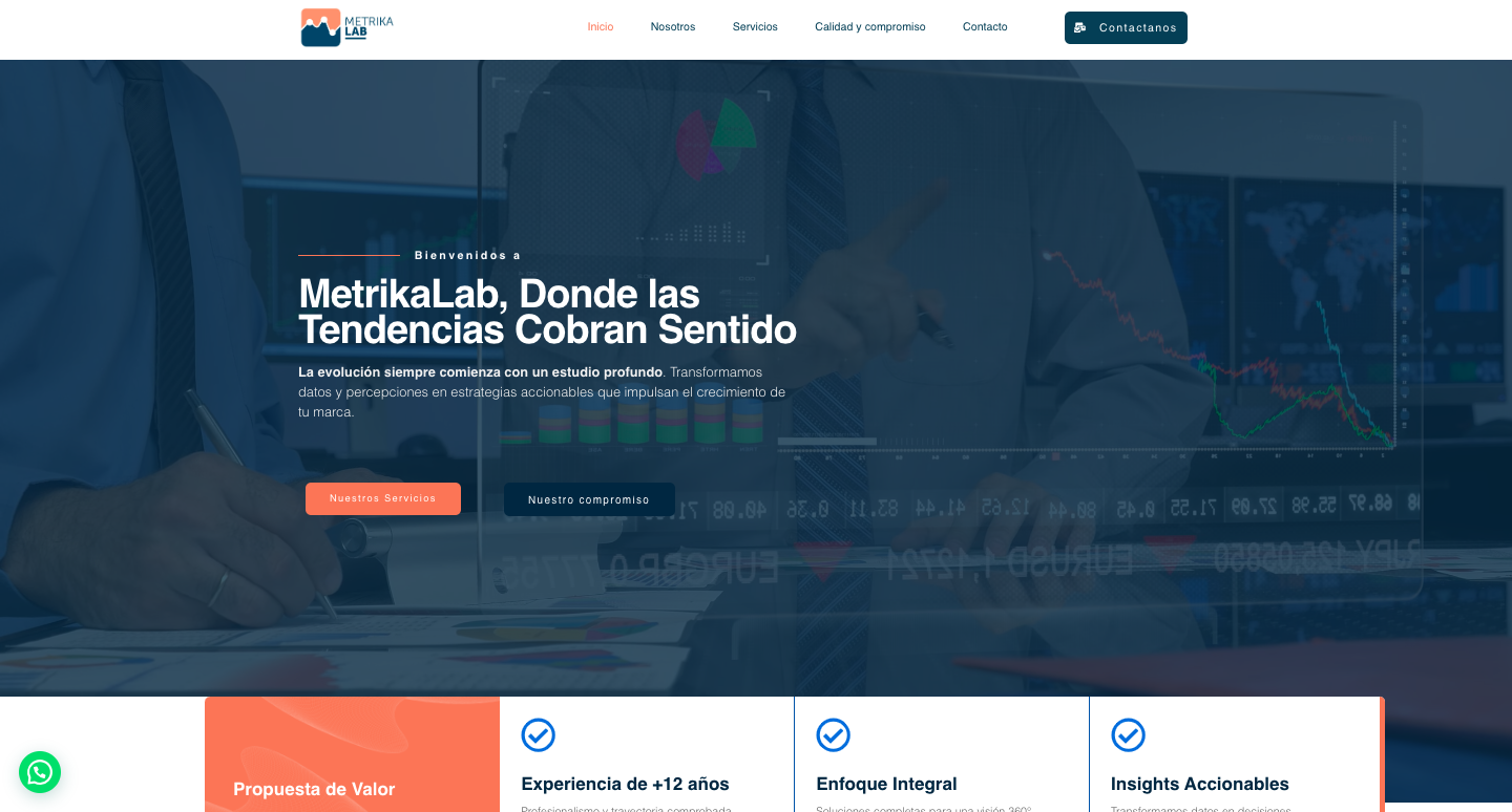 Página web consultora MetrikaLab