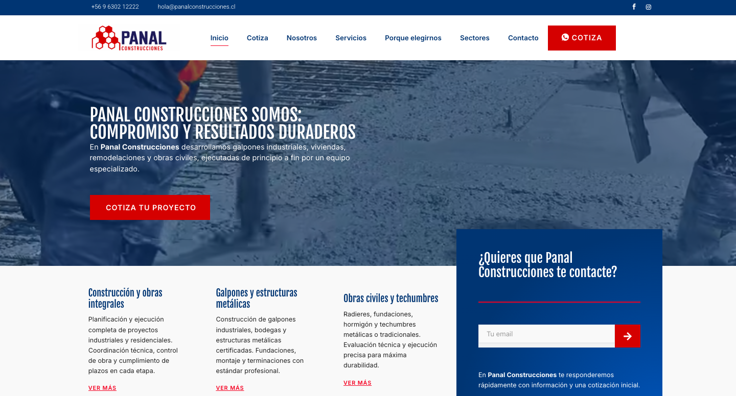 Web corporativa Panal Construcciones